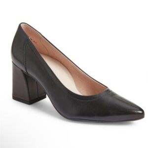 Paul Green Kami Black Supple Leather Block Mid Heel Pointed Toe UK 6 US 8.5